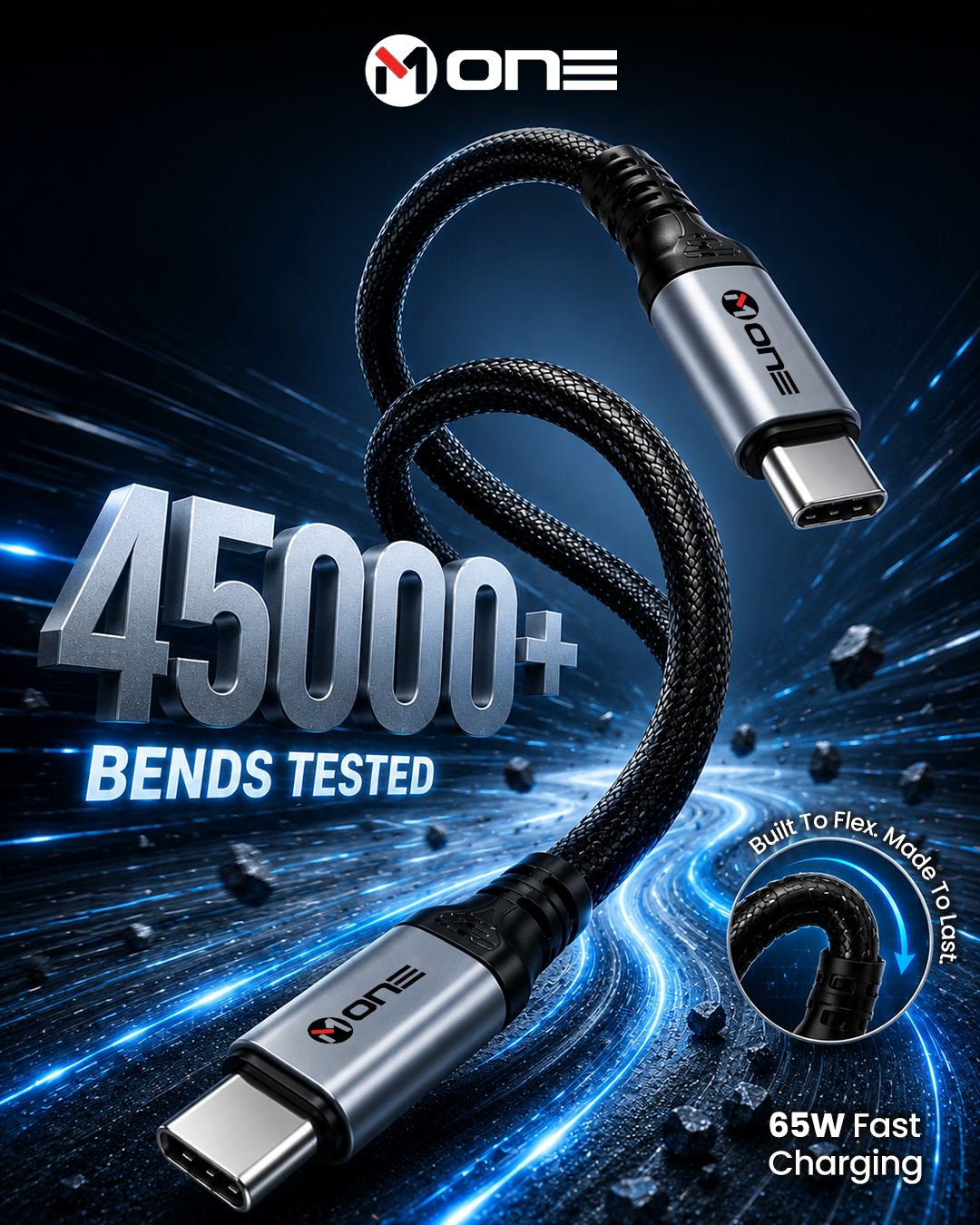 M ONE UNITE C-C 65W USB-C to USB-C Fast Charging Cable