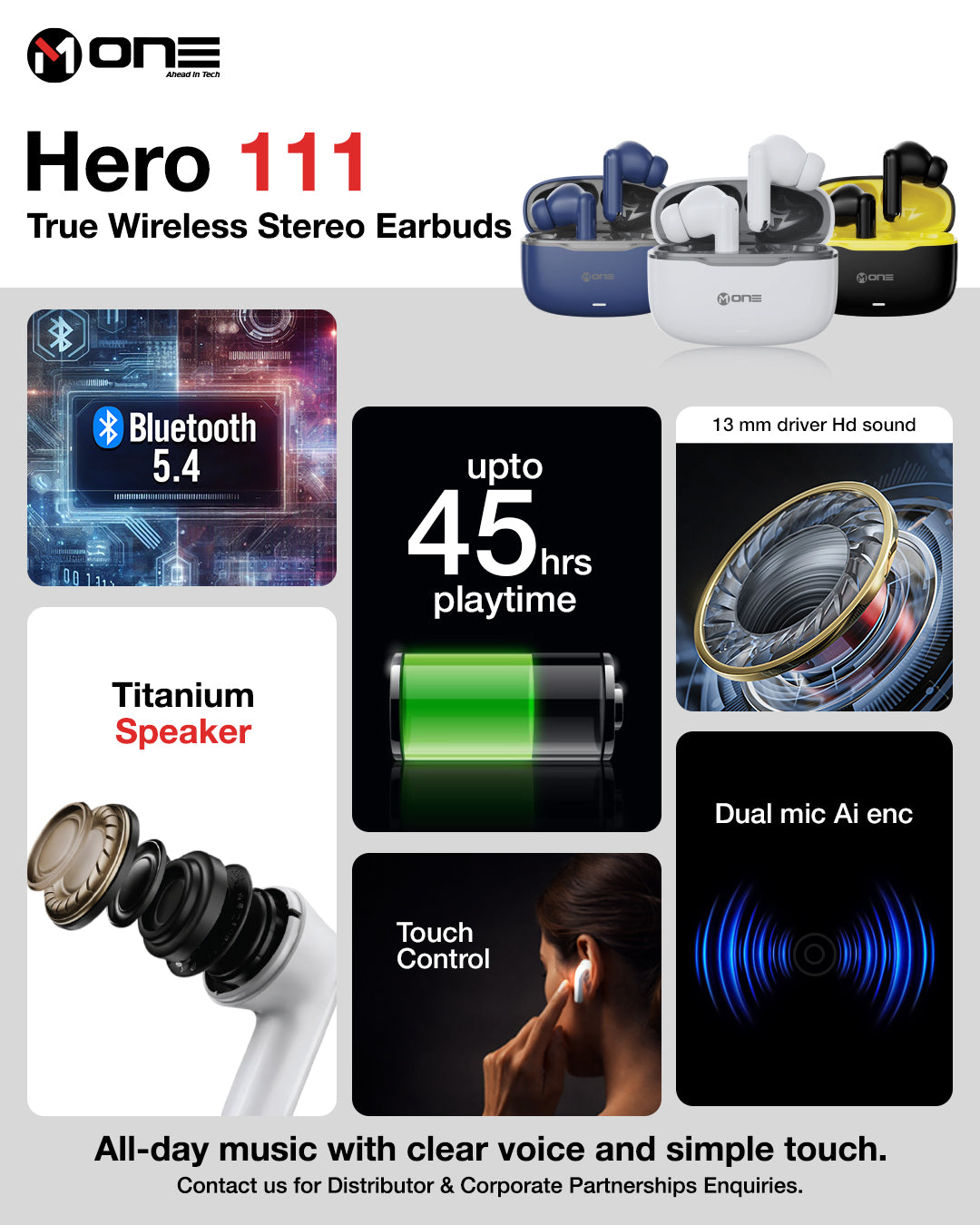 M ONE HERO 111 True Wireless Earbuds