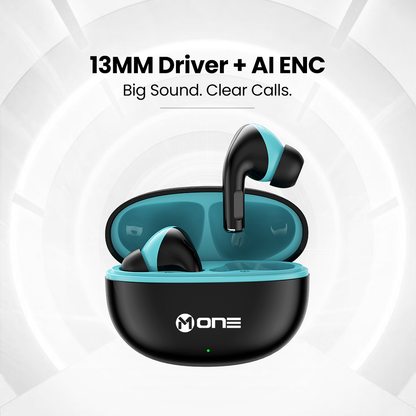 M ONE SHARP TWS Wireless Earbuds Black & Green
