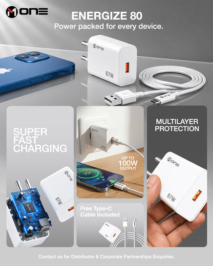 M ONE ENERGIZE 80 67W Super Fast Charger