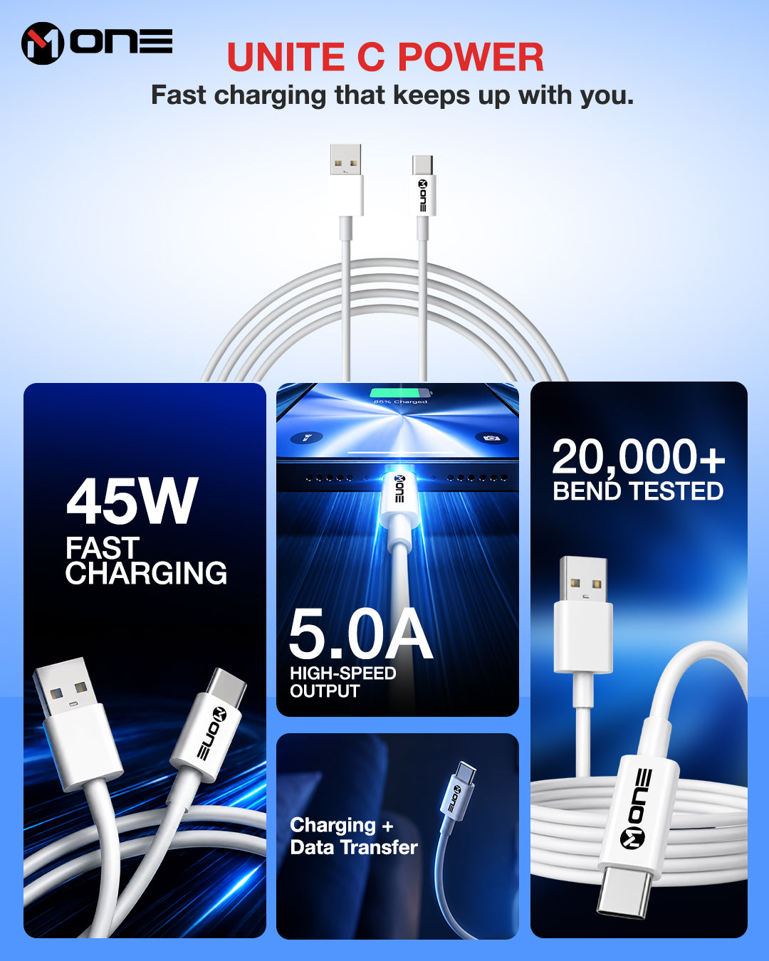 M ONE UNITE C POWER 45W Fast Charging Cable