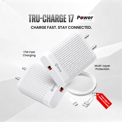 M ONE TRU-CHARGE 17 17W Fast Charger with Free Type-C Cable
