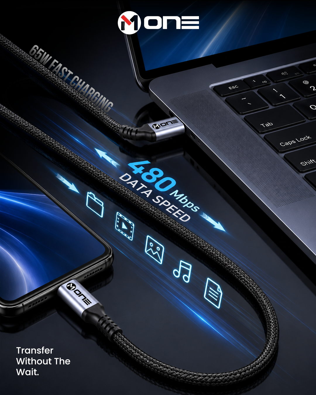M ONE UNITE C-C 65W USB-C to USB-C Fast Charging Cable