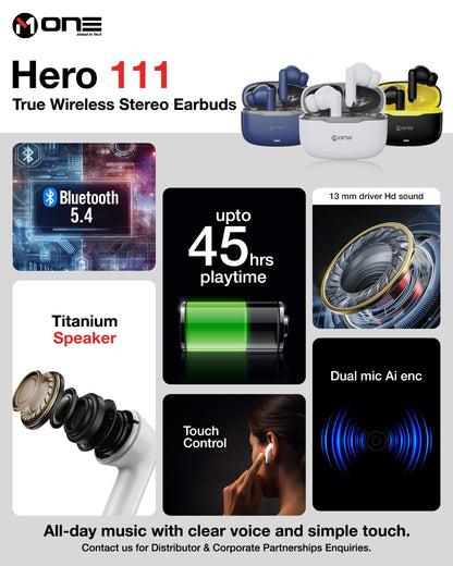M ONE HERO 111 True Wireless Earbuds
